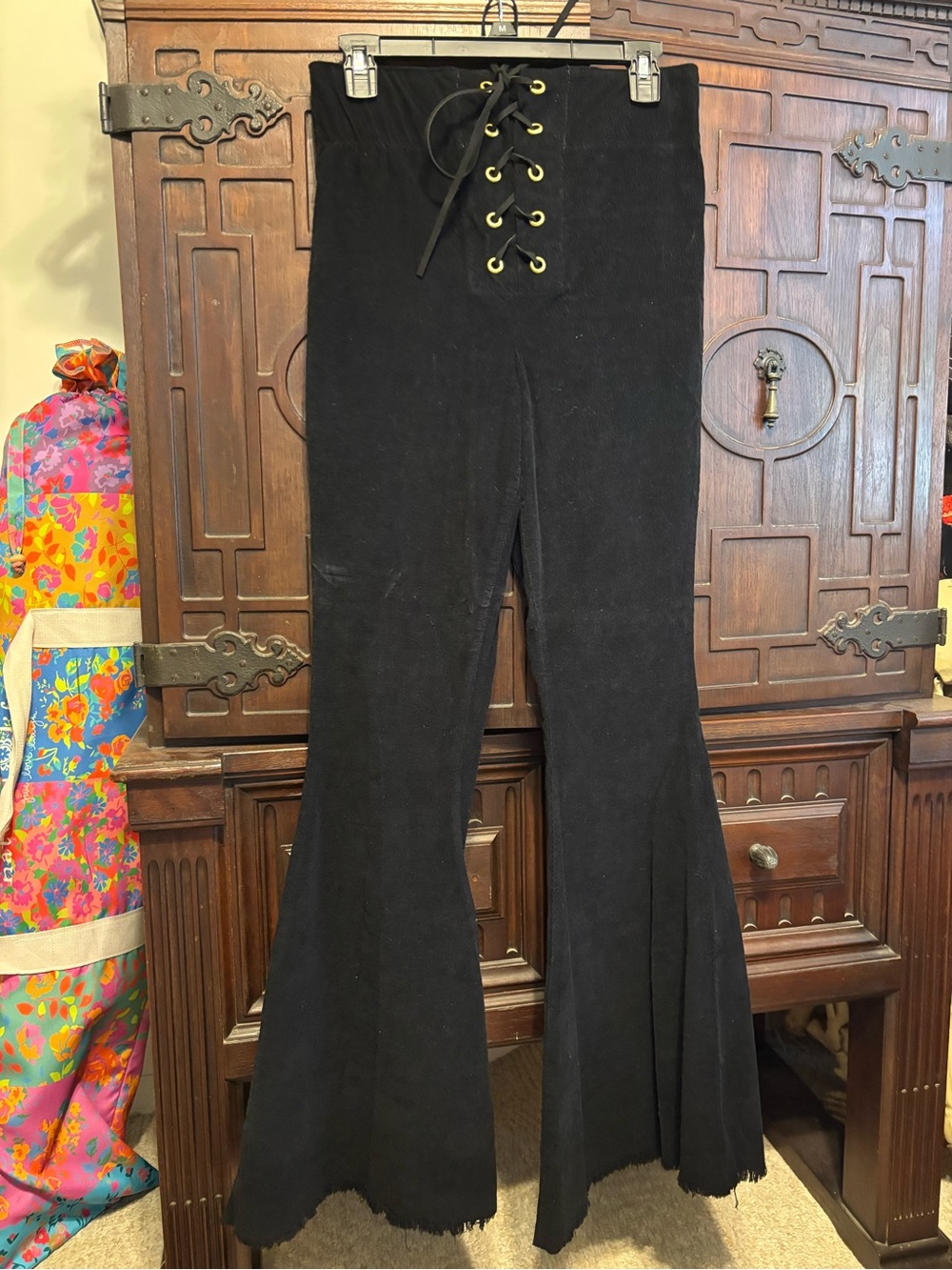 Show Me Your MuMu Black Lace-Up Corduroy Flare Pants